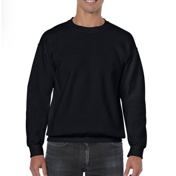 Gildan Unisex Heavy Blend Black Cotton Crewneck Sweatshirt Sz Medium - Picture 9 of 9